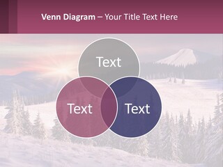 A Snowy Mountain With Trees And A Sunset In The Background PowerPoint Template