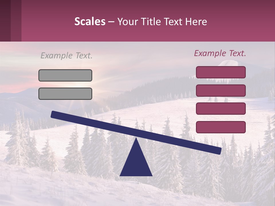 A Snowy Mountain With Trees And A Sunset In The Background PowerPoint Template