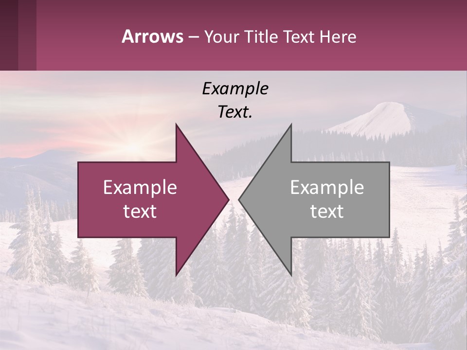 A Snowy Mountain With Trees And A Sunset In The Background PowerPoint Template