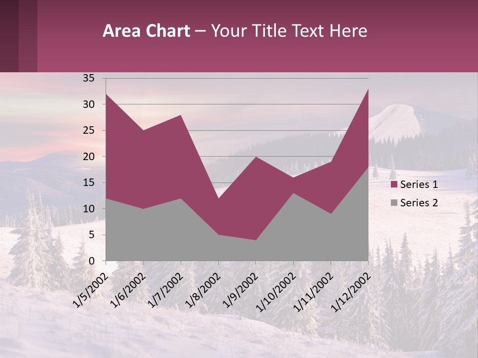 A Snowy Mountain With Trees And A Sunset In The Background PowerPoint Template