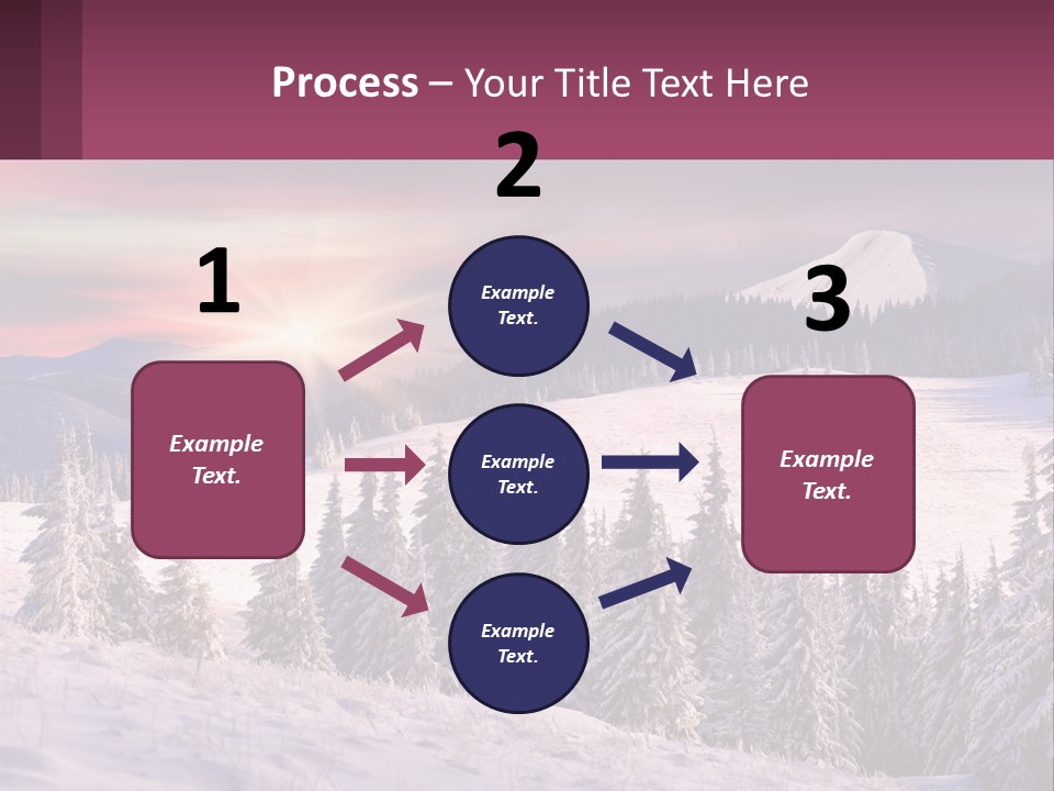 A Snowy Mountain With Trees And A Sunset In The Background PowerPoint Template
