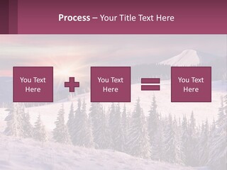 A Snowy Mountain With Trees And A Sunset In The Background PowerPoint Template