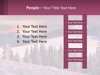 A Snowy Mountain With Trees And A Sunset In The Background PowerPoint Template