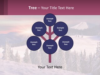 A Snowy Mountain With Trees And A Sunset In The Background PowerPoint Template
