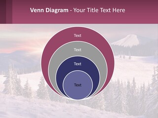 A Snowy Mountain With Trees And A Sunset In The Background PowerPoint Template