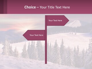A Snowy Mountain With Trees And A Sunset In The Background PowerPoint Template