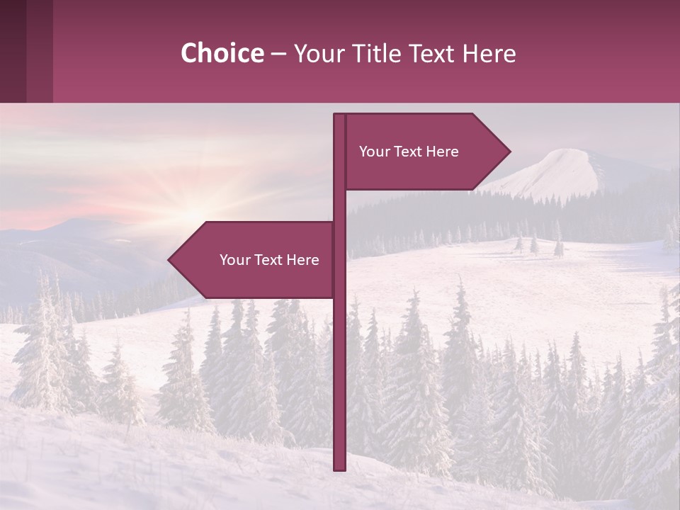 A Snowy Mountain With Trees And A Sunset In The Background PowerPoint Template