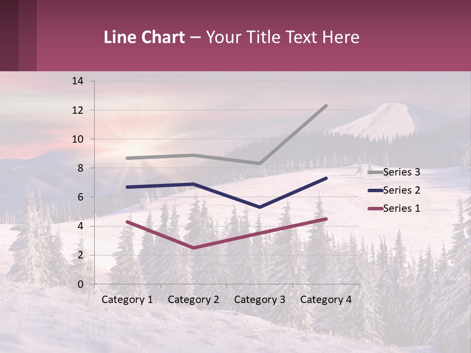 A Snowy Mountain With Trees And A Sunset In The Background PowerPoint Template