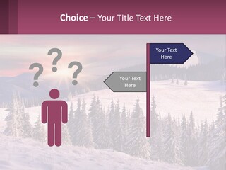 A Snowy Mountain With Trees And A Sunset In The Background PowerPoint Template