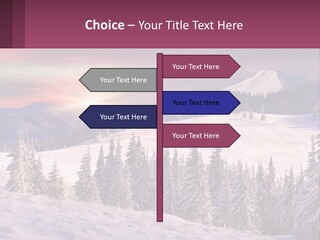 A Snowy Mountain With Trees And A Sunset In The Background PowerPoint Template