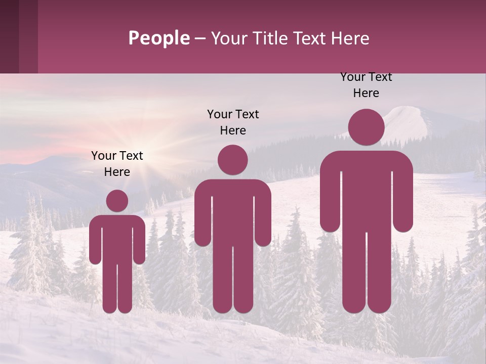 A Snowy Mountain With Trees And A Sunset In The Background PowerPoint Template