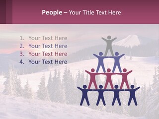 A Snowy Mountain With Trees And A Sunset In The Background PowerPoint Template