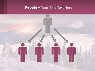 A Snowy Mountain With Trees And A Sunset In The Background PowerPoint Template