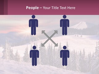 A Snowy Mountain With Trees And A Sunset In The Background PowerPoint Template