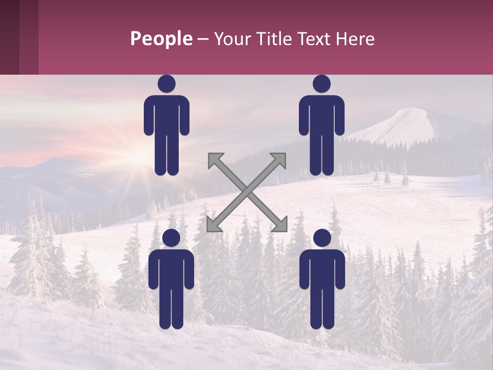 A Snowy Mountain With Trees And A Sunset In The Background PowerPoint Template