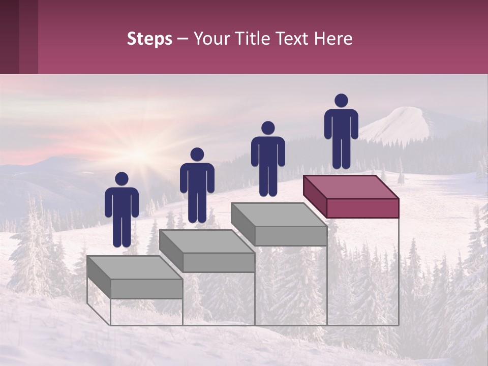 A Snowy Mountain With Trees And A Sunset In The Background PowerPoint Template