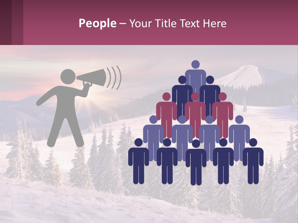 A Snowy Mountain With Trees And A Sunset In The Background PowerPoint Template