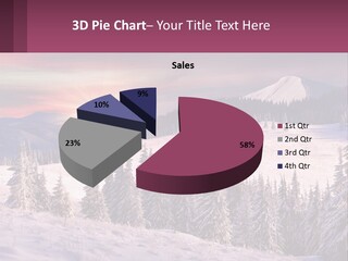 A Snowy Mountain With Trees And A Sunset In The Background PowerPoint Template