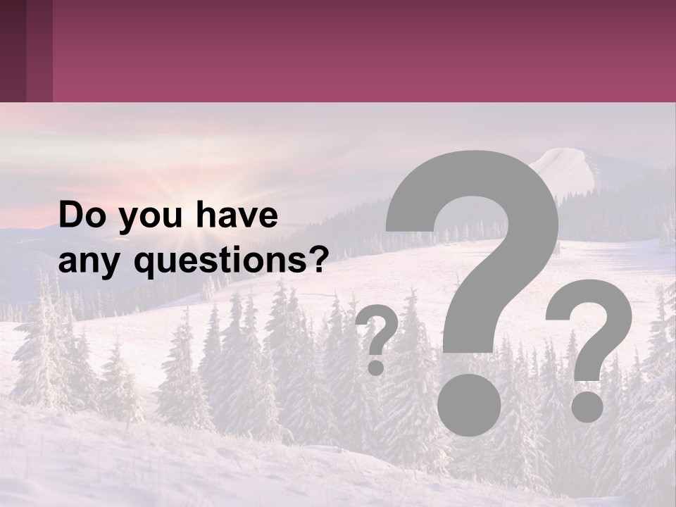 A Snowy Mountain With Trees And A Sunset In The Background PowerPoint Template