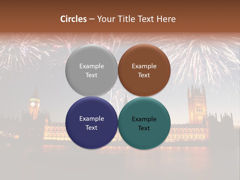 A Large Clock Tower With Fireworks In The Sky PowerPoint Template