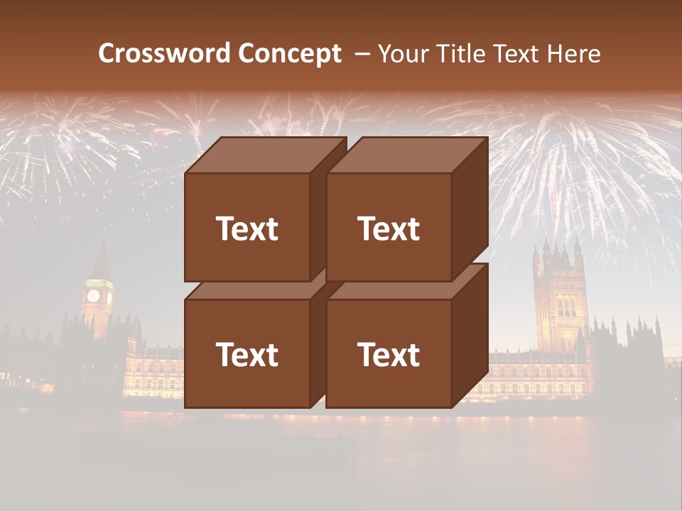 A Large Clock Tower With Fireworks In The Sky PowerPoint Template