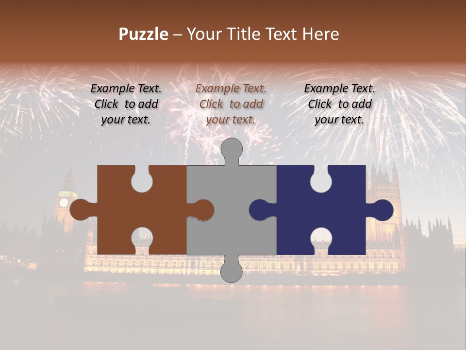 A Large Clock Tower With Fireworks In The Sky PowerPoint Template