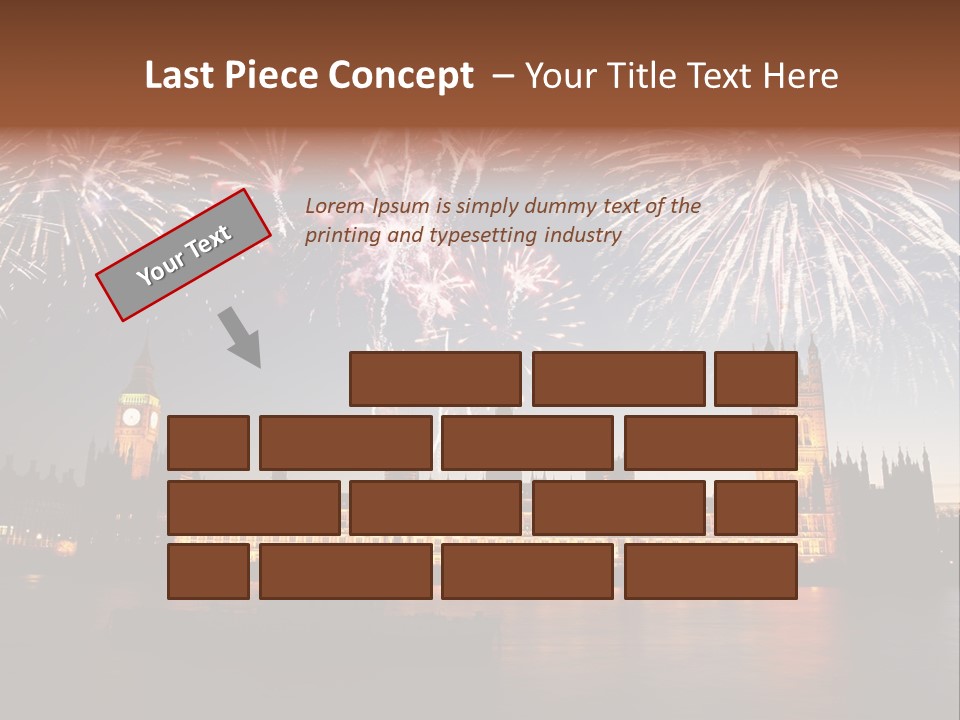 A Large Clock Tower With Fireworks In The Sky PowerPoint Template