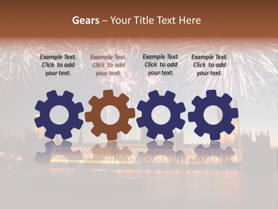 A Large Clock Tower With Fireworks In The Sky PowerPoint Template