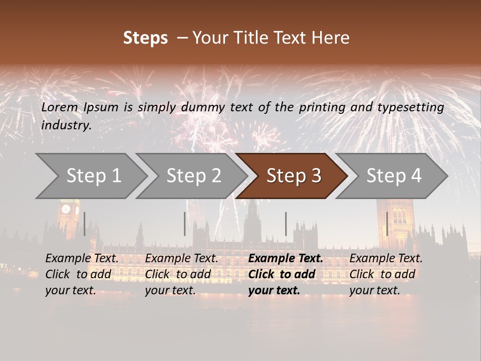 A Large Clock Tower With Fireworks In The Sky PowerPoint Template