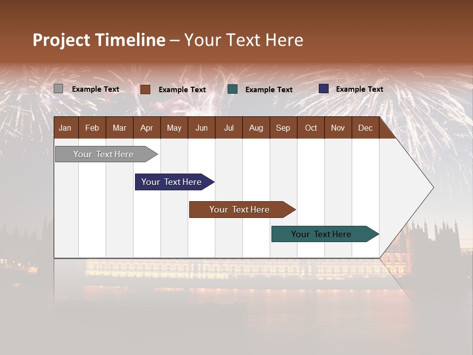 A Large Clock Tower With Fireworks In The Sky PowerPoint Template