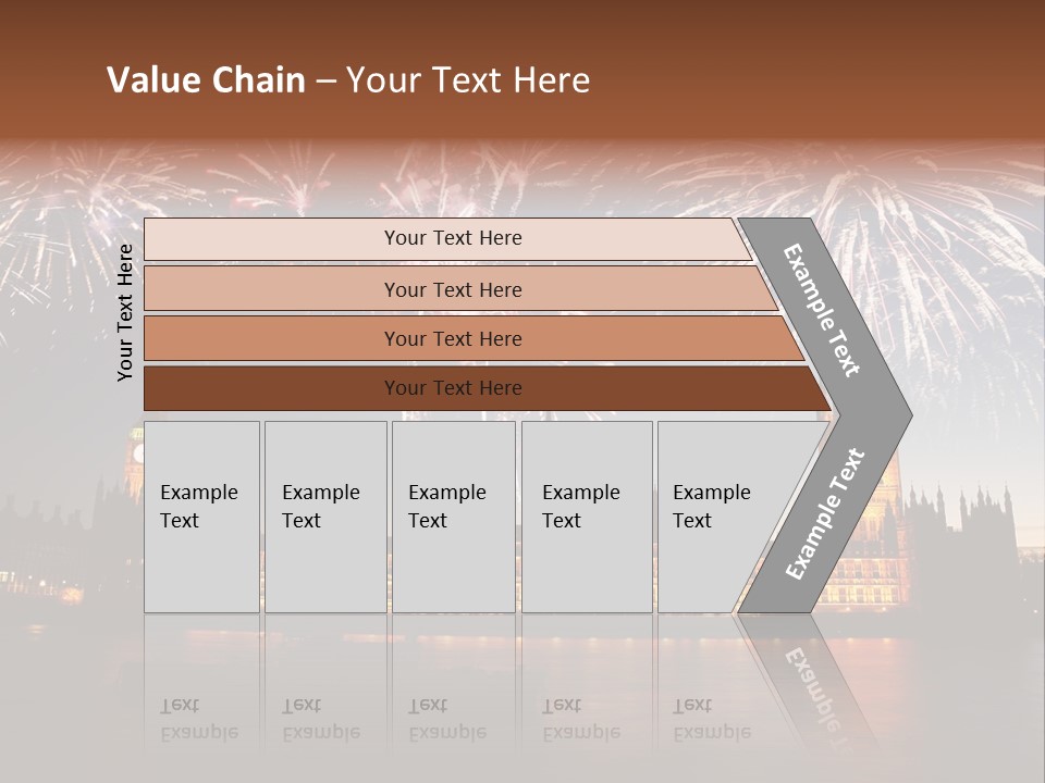 A Large Clock Tower With Fireworks In The Sky PowerPoint Template