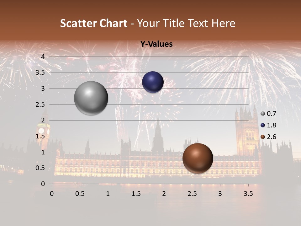 A Large Clock Tower With Fireworks In The Sky PowerPoint Template