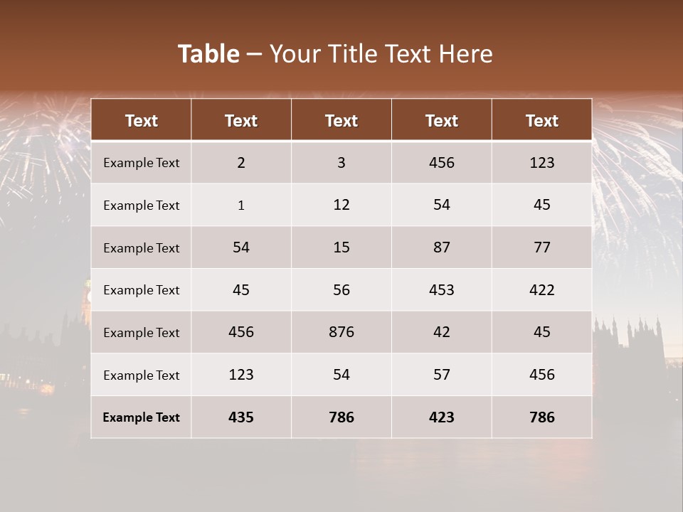 A Large Clock Tower With Fireworks In The Sky PowerPoint Template