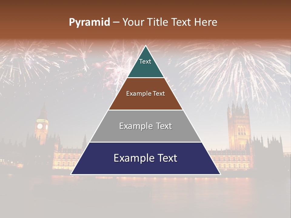 A Large Clock Tower With Fireworks In The Sky PowerPoint Template