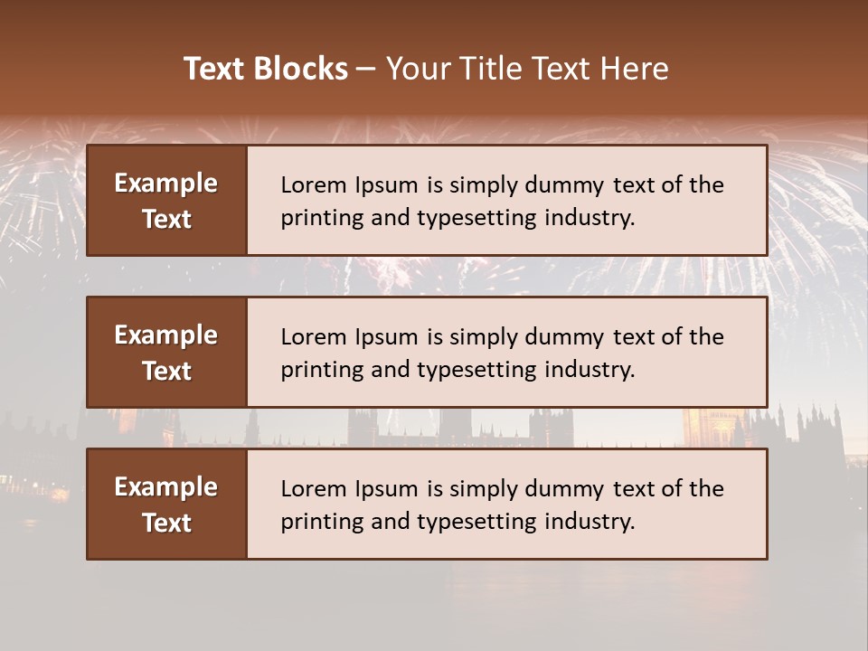 A Large Clock Tower With Fireworks In The Sky PowerPoint Template