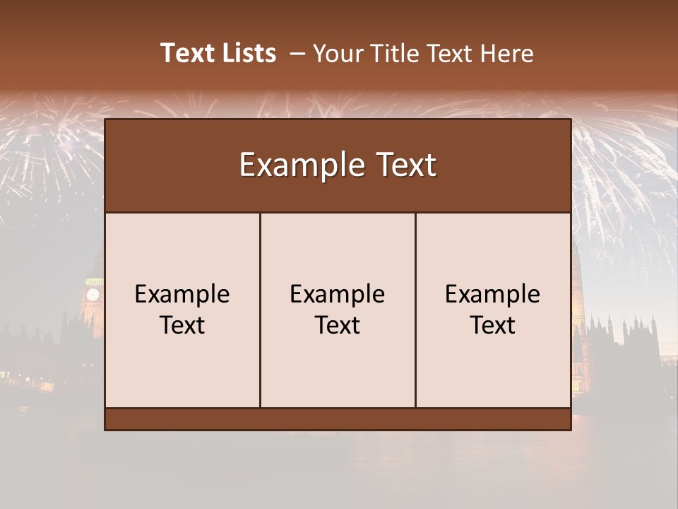 A Large Clock Tower With Fireworks In The Sky PowerPoint Template