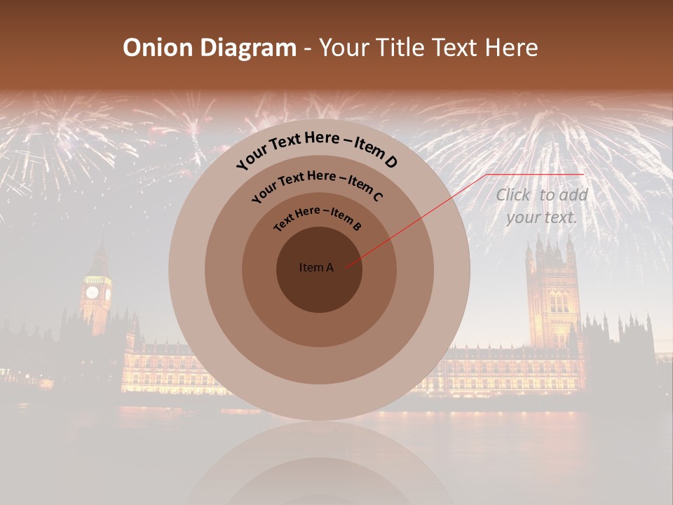 A Large Clock Tower With Fireworks In The Sky PowerPoint Template