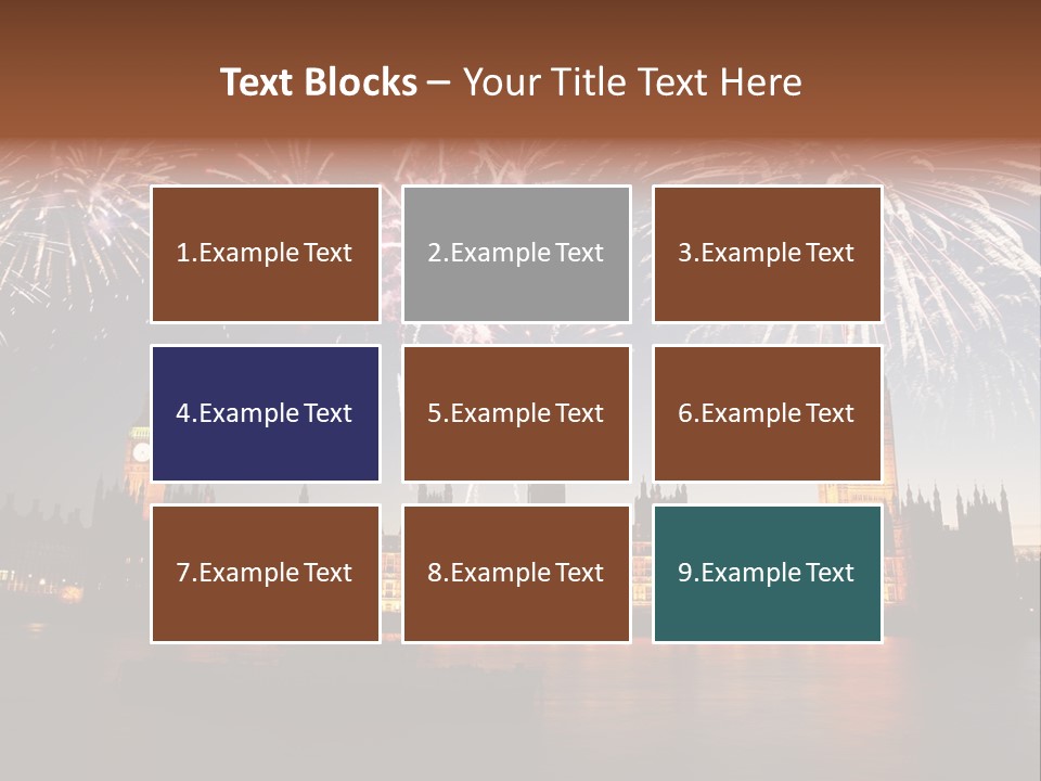 A Large Clock Tower With Fireworks In The Sky PowerPoint Template