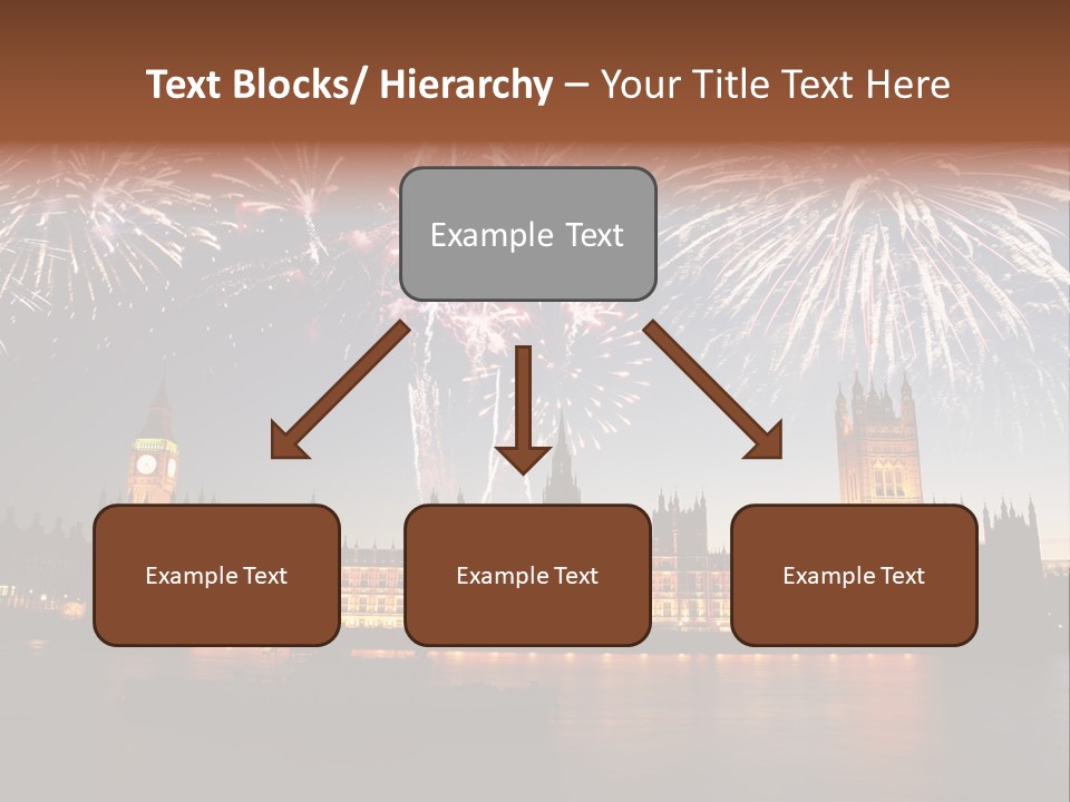 A Large Clock Tower With Fireworks In The Sky PowerPoint Template