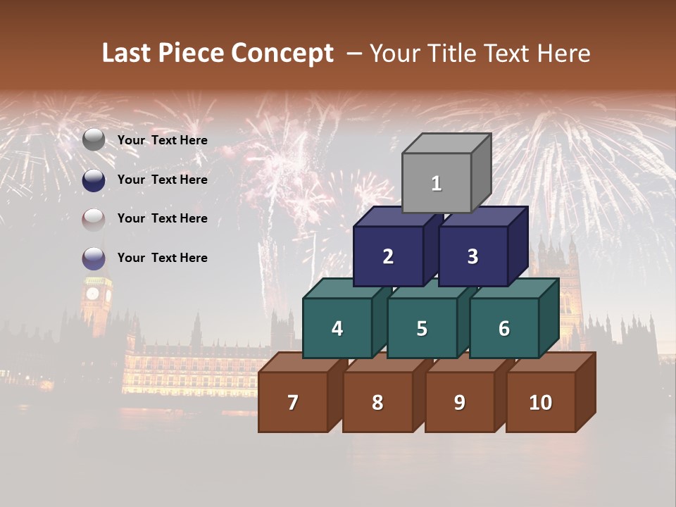 A Large Clock Tower With Fireworks In The Sky PowerPoint Template