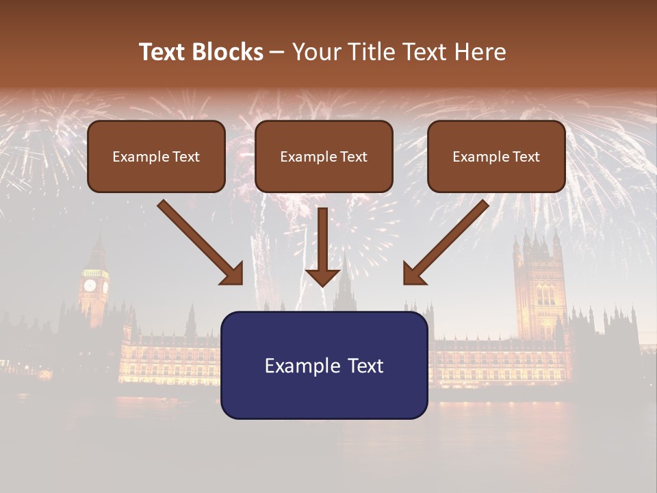 A Large Clock Tower With Fireworks In The Sky PowerPoint Template