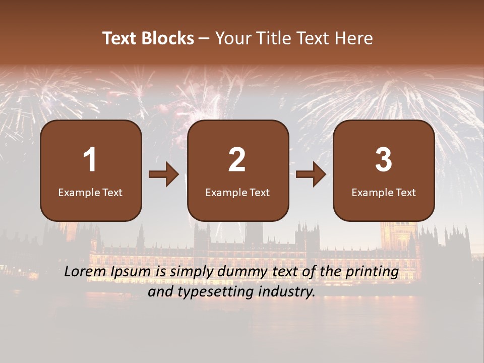 A Large Clock Tower With Fireworks In The Sky PowerPoint Template