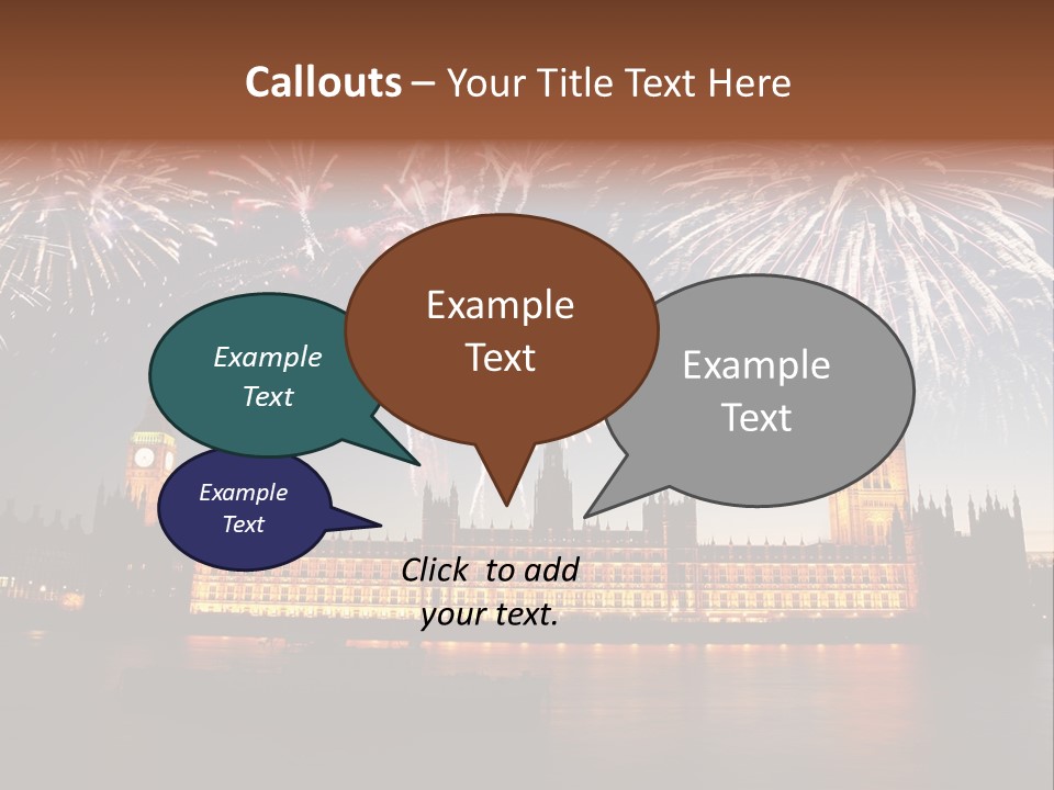 A Large Clock Tower With Fireworks In The Sky PowerPoint Template