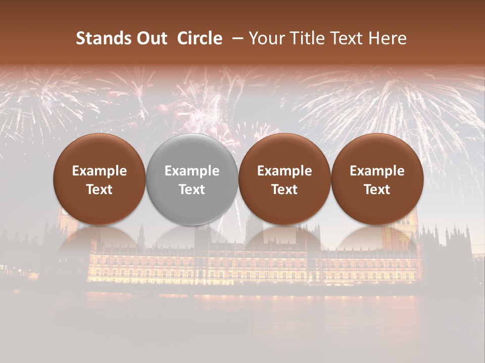 A Large Clock Tower With Fireworks In The Sky PowerPoint Template