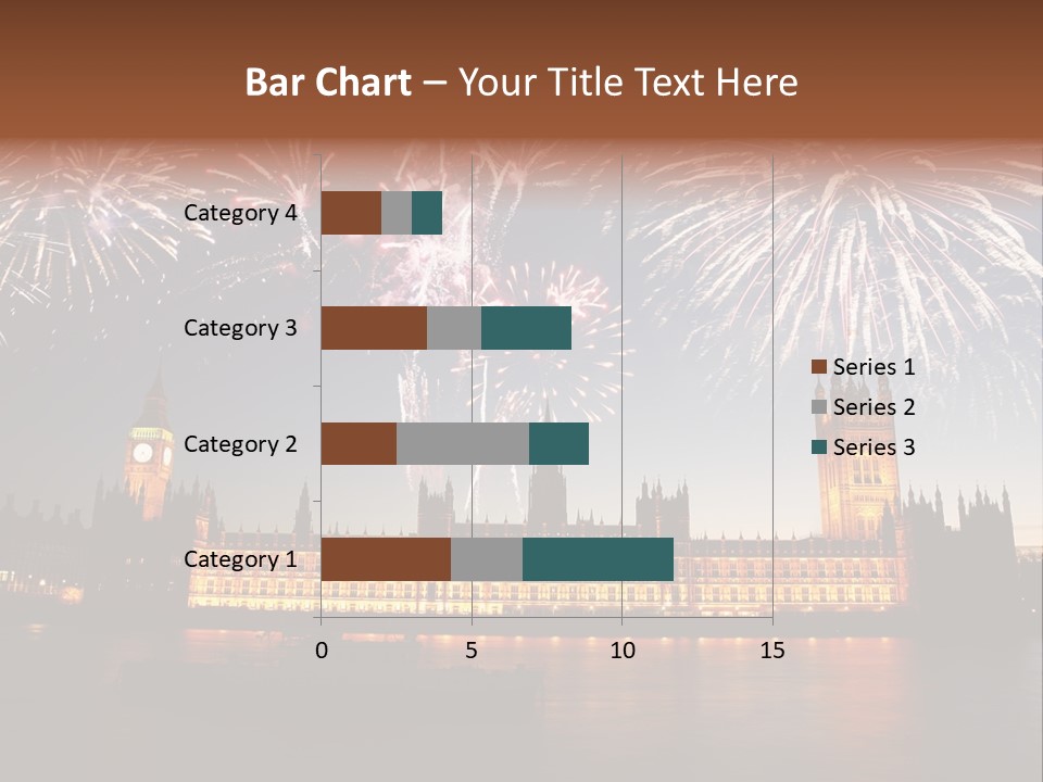 A Large Clock Tower With Fireworks In The Sky PowerPoint Template