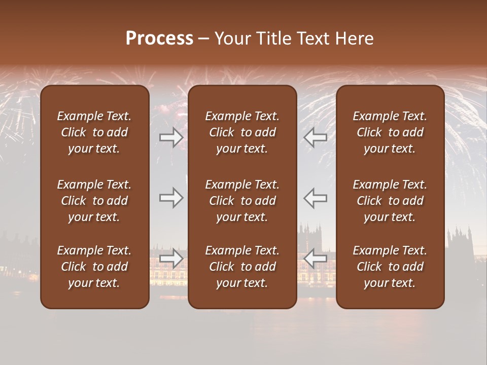 A Large Clock Tower With Fireworks In The Sky PowerPoint Template