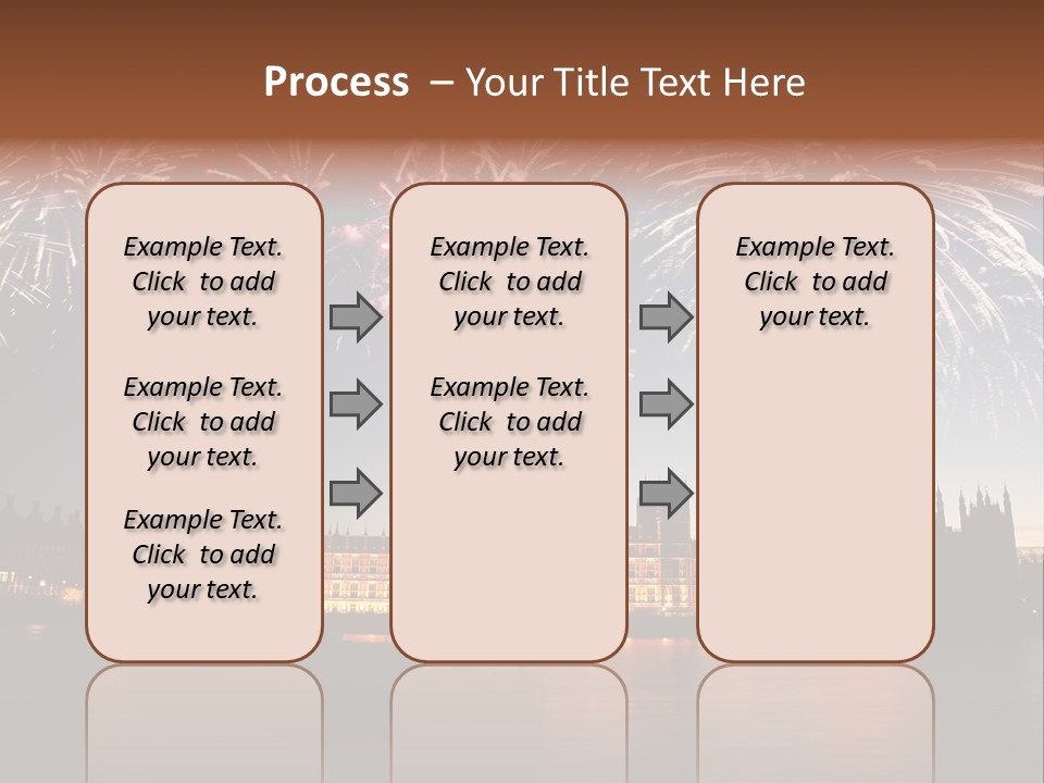 A Large Clock Tower With Fireworks In The Sky PowerPoint Template