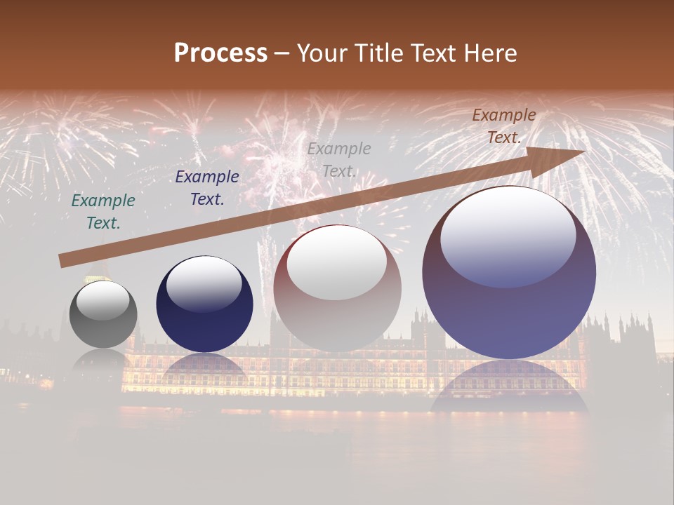 A Large Clock Tower With Fireworks In The Sky PowerPoint Template