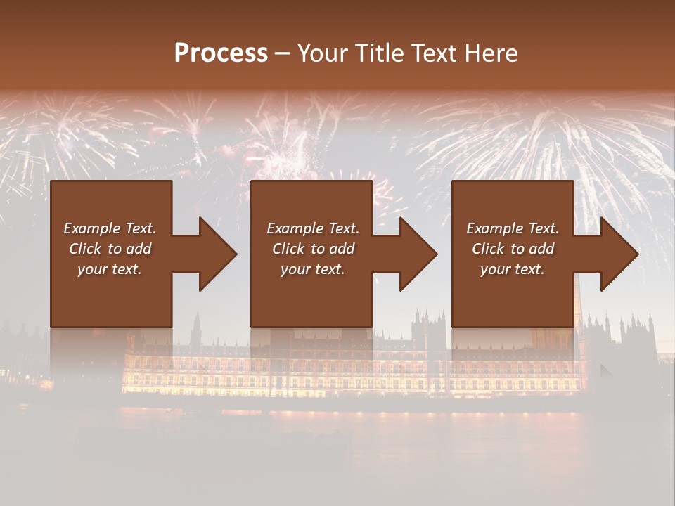 A Large Clock Tower With Fireworks In The Sky PowerPoint Template