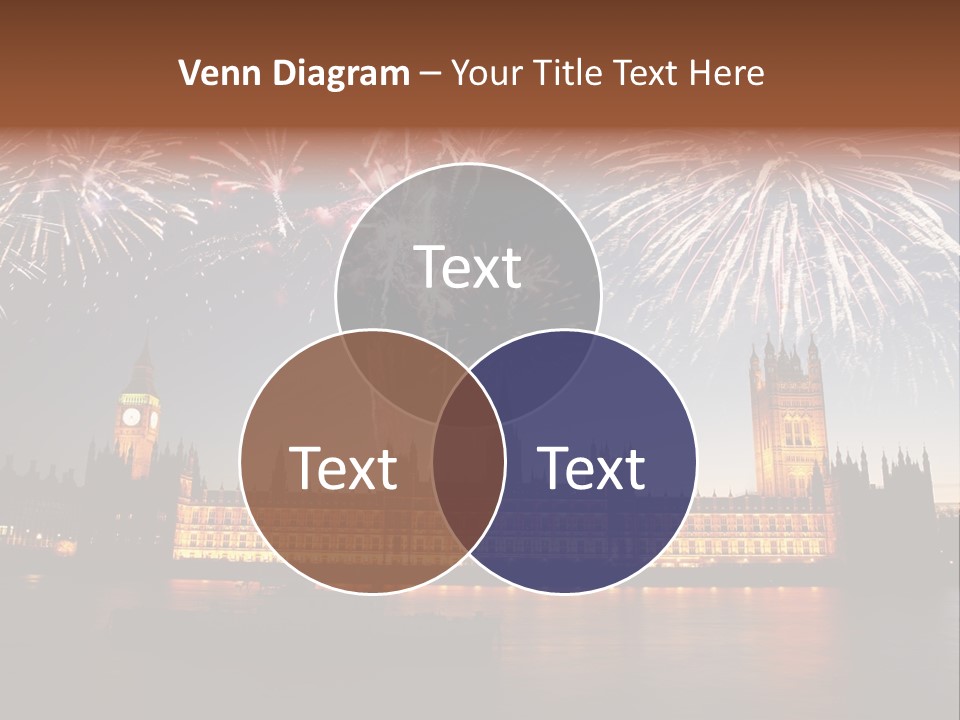 A Large Clock Tower With Fireworks In The Sky PowerPoint Template